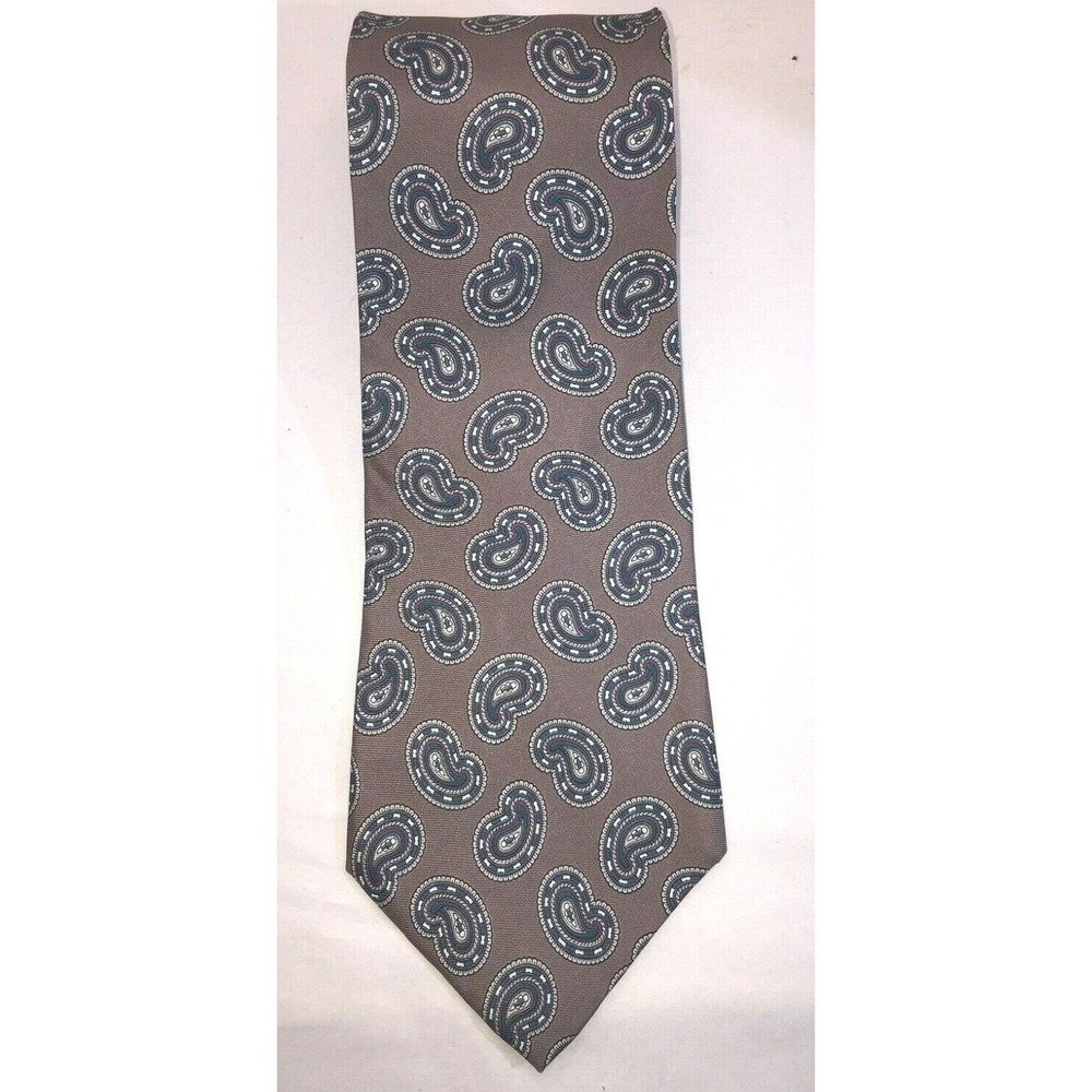 NOS Stafford Brown with All Over Paisley Pattern Silk Neck Tie 58" Length